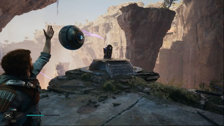 Run over the wall, turn around and catch the orb again - Jedi Survivor: Orb coupler puzzles in the Devastated Settlement - Puzzles - Star Wars Jedi Survivor guide