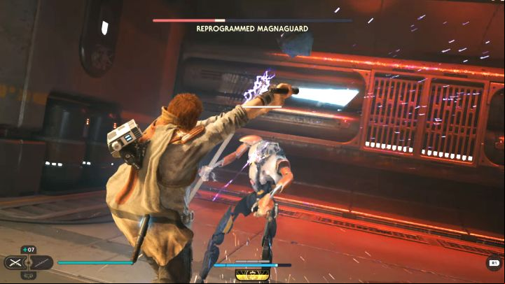 Your attacks may decapitate the Magnaguard - Jedi Survivor: How to defeat the Reprogrammed Magnaguard in the Automated Forge? - Bosses - Star Wars Jedi Survivor guide