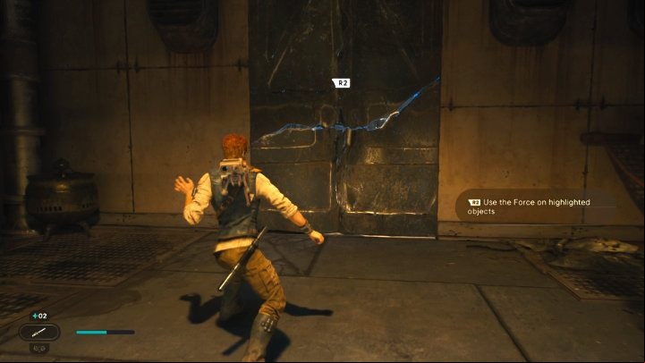 At some point, the metal structure will collapse - you will fall into the room below - Star Wars Jedi Survivor: Coruscant - walkthrough - Walkthorugh - Star Wars Jedi Survivor guide