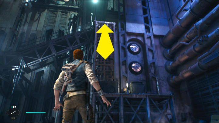 The path continues along the stall shown in the image above - Star Wars Jedi Survivor: Coruscant - walkthrough - Walkthorugh - Star Wars Jedi Survivor guide
