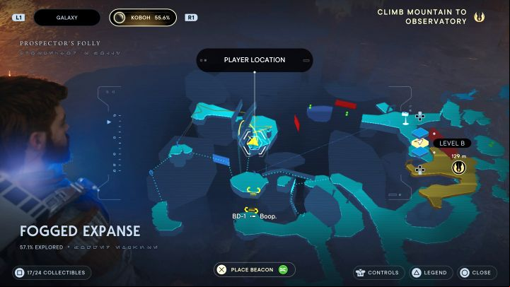 You must make enough progress in the main storyline and unlock the mission objective to climb to the Observatory on Koboh - Star Wars Jedi Survivor: How to overload the blue wires? - Explore - Star Wars Jedi Survivor guide