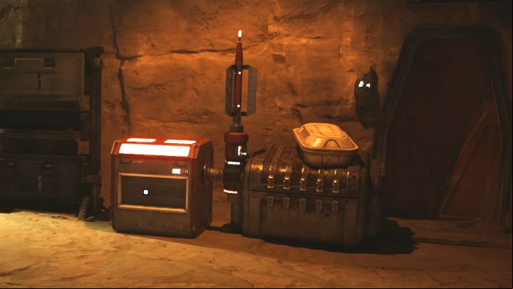 An additional use of BD-1 Electro Dart is the ability to open red chests with an antenna-shaped element - an example in the picture - Star Wars Jedi Survivor: How to overload the blue wires? - Explore - Star Wars Jedi Survivor guide