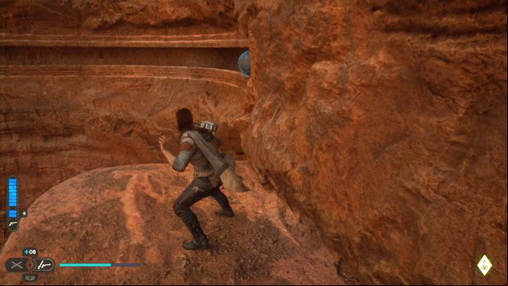 Jump down to a lower shelf (without grabbing the balloon) - Jedi Survivor: Path of Conviction (Jedha) - puzzles - Puzzles - Star Wars Jedi Survivor guide