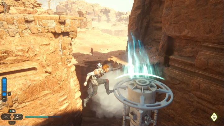 You now have a timed section, as the moved sphere will start to move slowly back to its initial position - Jedi Survivor: Path of Conviction (Jedha) - puzzles - Puzzles - Star Wars Jedi Survivor guide