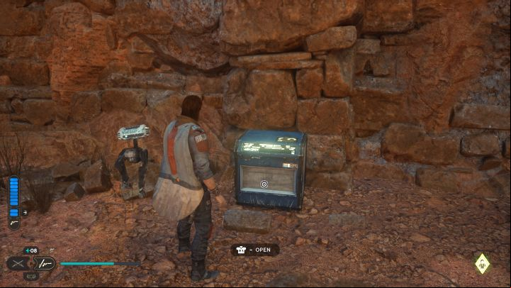 The chest is right next to the meditation point - Jedi Survivor: Desert Ridge on Jedha - list of secrets - Jedha - Star Wars Jedi Survivor guide