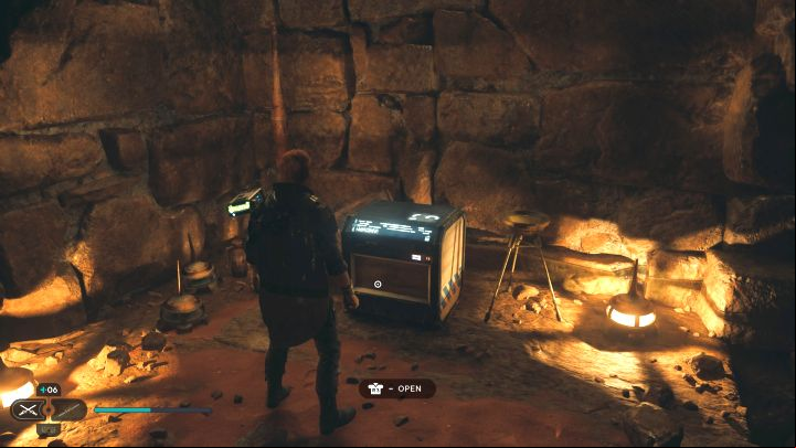 The chest is in the right part of the ruins - the same where you encounter a stormtrooper unit - Jedi Survivor: Monastery Walls on Jedha - list of secrets - Jedha - Star Wars Jedi Survivor guide
