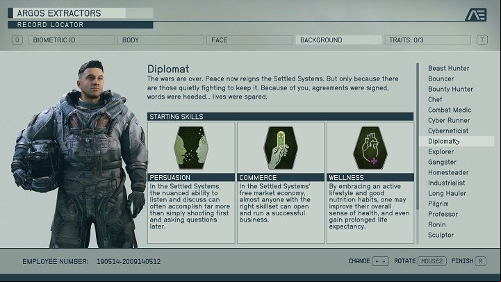 Diplomacy - this background grants skills in the Social and Physical categories, thus these are rather pacifist bonuses - Starfield: Which background to choose? - Character development and team - Starfield Guide