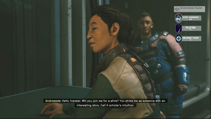 Andromeda Keppler is in Broken Spear in Cydonia on Mars - Starfield: How to recruit crew ? - Character development and team - Starfield Guide
