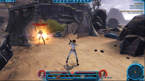Look out for the yellow beams of light that can (but dont have to) come out of the bodies of the dead enemies - (L06) Oradam Village - Trooper - Star Wars: The Old Republic Game Guide