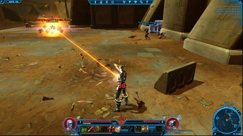 There are also suicide-droids (Faathra Blasting Droid) here, which will run up to you and explode - (L07) Settling s - Bounty Hunter - Star Wars: The Old Republic Game Guide