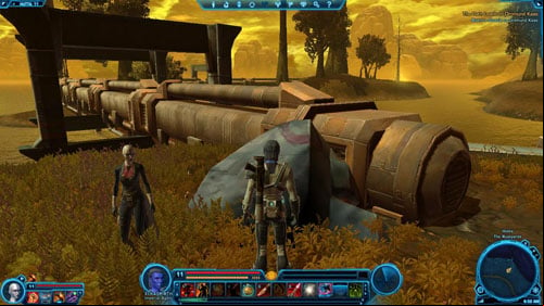 Jump on exactly on the middle of the pipe and run forward till you reach a bend - Galactic History 02 (+2 Presence) - Datacrons - Star Wars: The Old Republic Game Guide