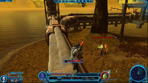 At the end of the pipe theres a difficult point, as its easy to fall down (which also means you need to go back to the beginning of the road) - Galactic History 02 (+2 Presence) - Datacrons - Star Wars: The Old Republic Game Guide