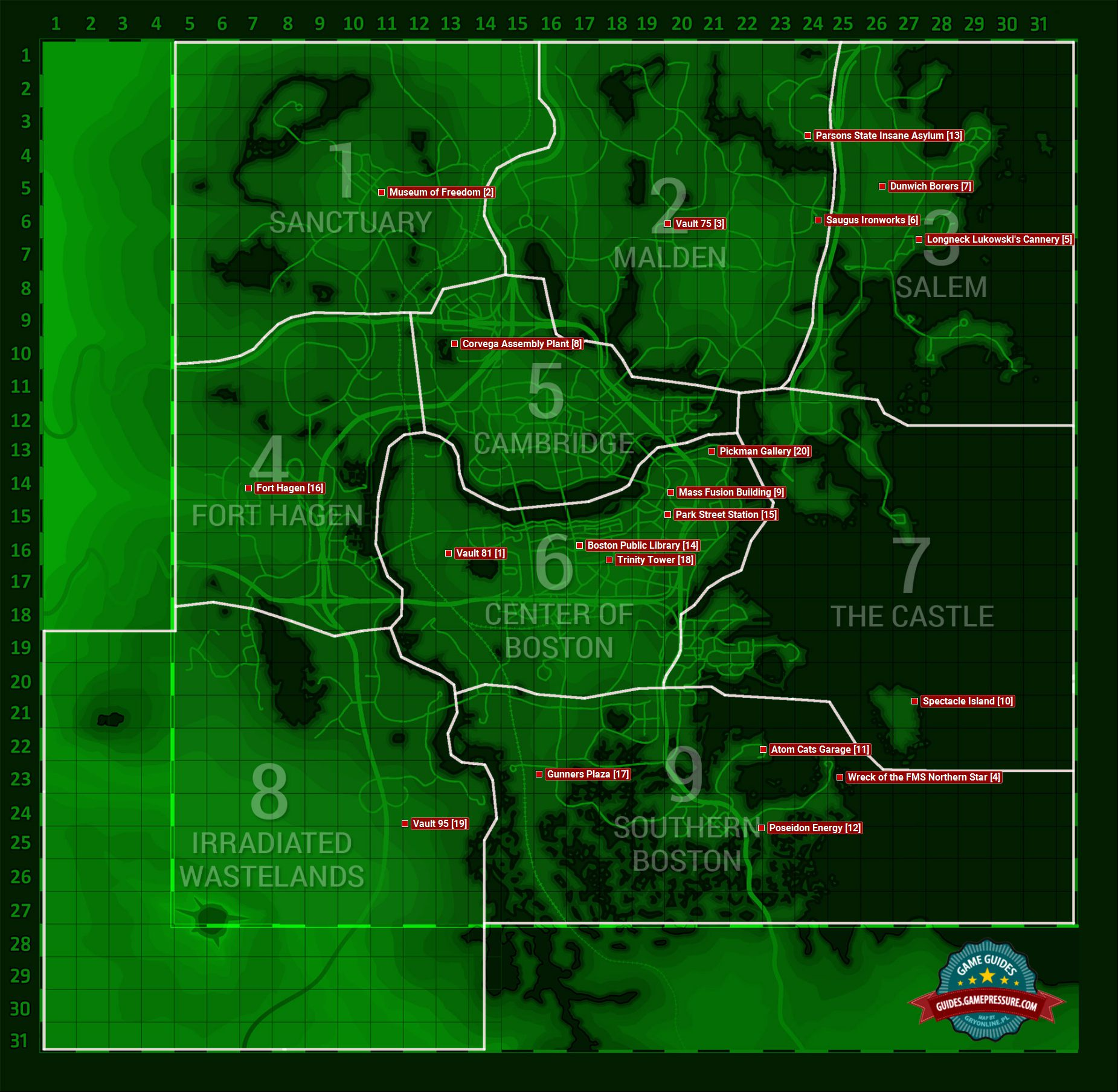 Fallout 4 - World map: Bobbleheads Fallout 4 - World map: Bobbleheads