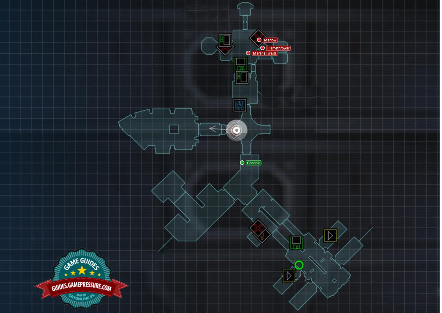 Alien: Isolation - Mission 15 - Regroup with Samuels, Taylor and the Marshals / Solomons Habitation Tower - lower level of the Galleria Alien: Isolation - Mission 15 - Regroup with Samuels, Taylor and the Marshals / Solomons Habitation Tower - lower level of the Galleria