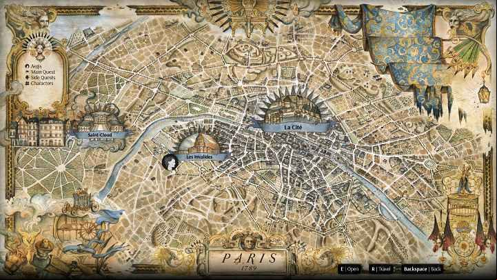 Locations are connected through a fast travel system that allows you to move freely between them - Steelrising: Map - is it open world? - FAQ - Steelrising Guide, Walkthrough
