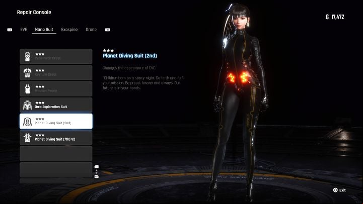 Visit any repair console and craft the suit with materials - Stellar Blade: All EVE costumes map - Secrets and Collectibles - Stellar Blade Guide