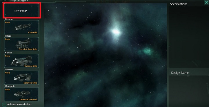 Each of the newly researched technology generates a design of a sample unit, based on available equipment - Interface in Stellaris - Basics - Stellaris Guide