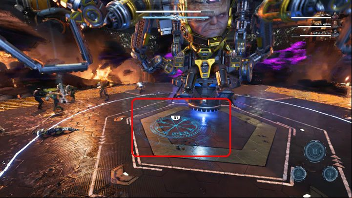 Once the Bifrost is charged, use this ability on MODOK to advance to the next phase - Marvels Avengers: MODOK boss - how to beat? Walkthrough - Bosses - Marvels Avengers Guide