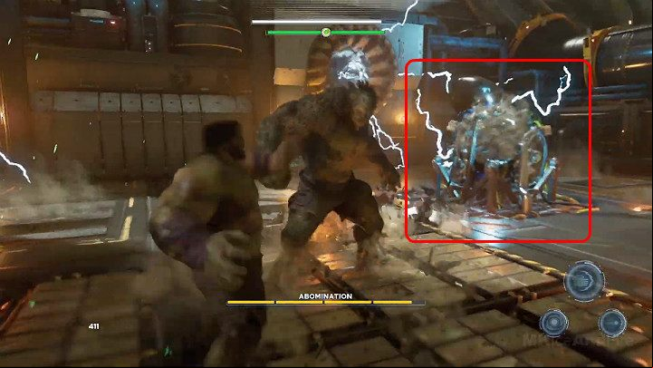 Also, focus on destroying electrical devices when Abomination stands near them - Marvels Avengers: To find Olympia, walkthrough - Pacific Northwest - Marvels Avengers Guide