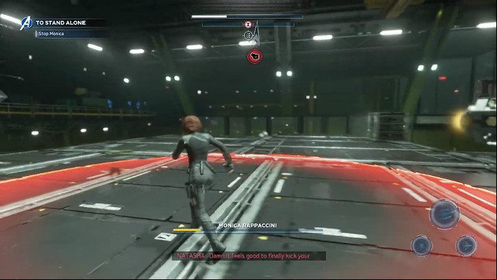 When Monicas health is low, she will try to surprise you with a powerful jump attack - Marvels Avengers: Monica Rappaccini boss - how to beat? Walkthrough - Bosses - Marvels Avengers Guide