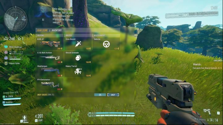 You can purchase a gun in the store opened with the G button. - The Cycle Guide