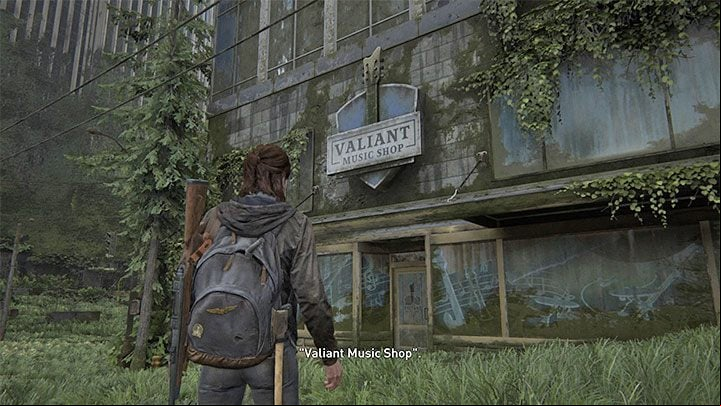 The first location where the full version of a mini-guitar game is available is the Valiant Music Shop - The Last of Us 2: When is playing a guitar available? - Campaign and exploration - The Last of Us 2 Guide