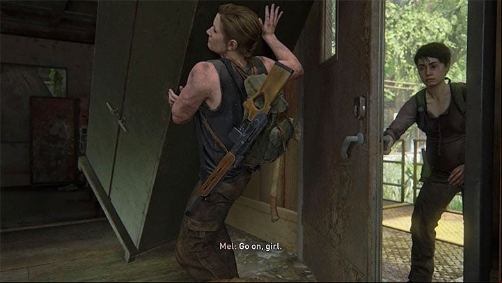 The workbench can be found shortly after Abby and Mel start exploring the large building - The Last of Us 2: On Foot - collectibles, artefacts, coins - Seattle Day 1 - Abby - The Last of Us 2 Guide