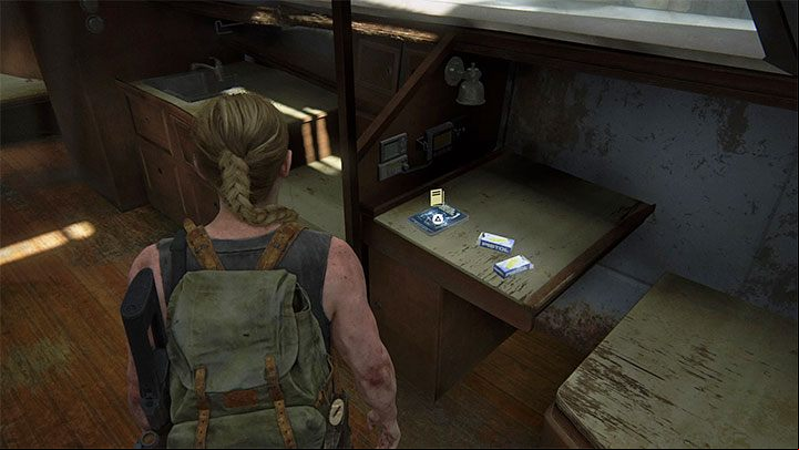 Look inside the hanging boat - The Last of Us 2: On Foot - collectibles, artefacts, coins - Seattle Day 1 - Abby - The Last of Us 2 Guide
