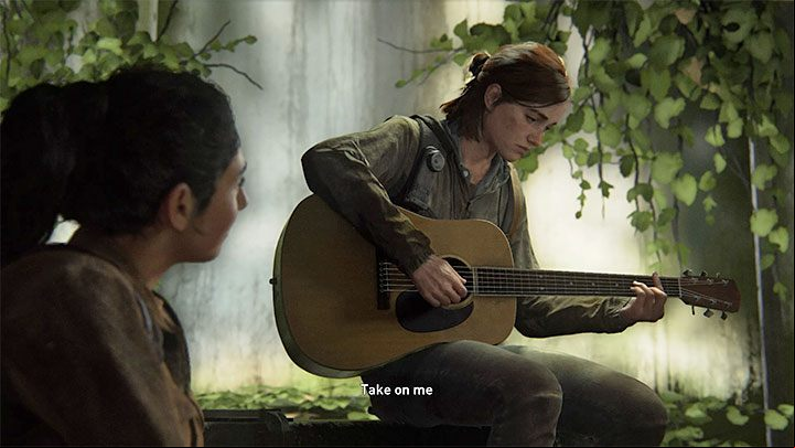 The ability to play the guitar is one of the greatest curiosities of The Last of Us 2 and we have devoted a separate page of our guide about this topic - Playing the guitar - The Last of Us 2: Easter-eggs on Ellie stages - Easter-eggs and curiosities and - The Last of Us 2 Guide