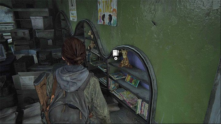 Not long after youve picked up the item (pendant), in the Patrol stage youll enter a library room reserved for the youngest readers - The Last of Us 2: Patrol - collectibles, artefacts, coins - Jackson - The Last of Us 2 Guide