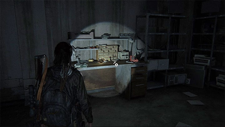 The workbench is in an adjacent room - The Last of Us 2: Road to the Aquarium - collectibles, artefacts, coins - Seattle, Day 3 - Ellie - The Last of Us 2 Guide