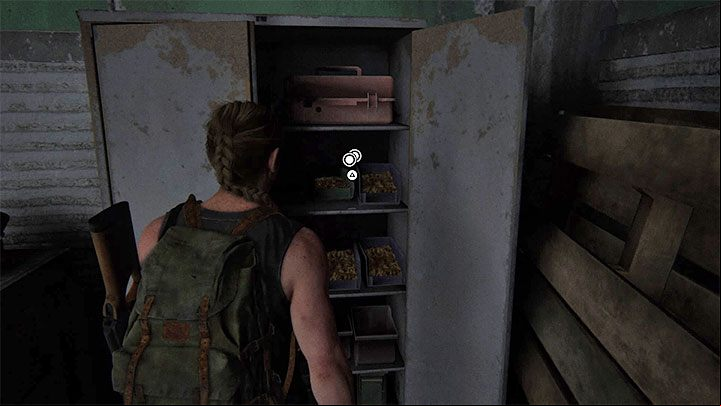Walk a little further and look around the cupboard - the coin is inside it - The Last of Us 2: The Stadium - collectibles, artefacts, coins - Seattle Day 1 - Abby - The Last of Us 2 Guide