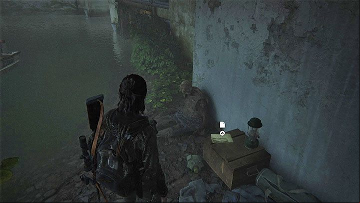 Youll find a letter with a picture of the shambler next to the corpse - The Last of Us 2: The Flooded City - collectibles, artefacts, coins - Seattle, Day 3 - Ellie - The Last of Us 2 Guide