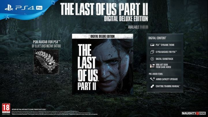 It is offered in digital form only and in addition to the game it includes - The Last of Us 2: Game versions guide - Appendix - The Last of Us 2 Guide
