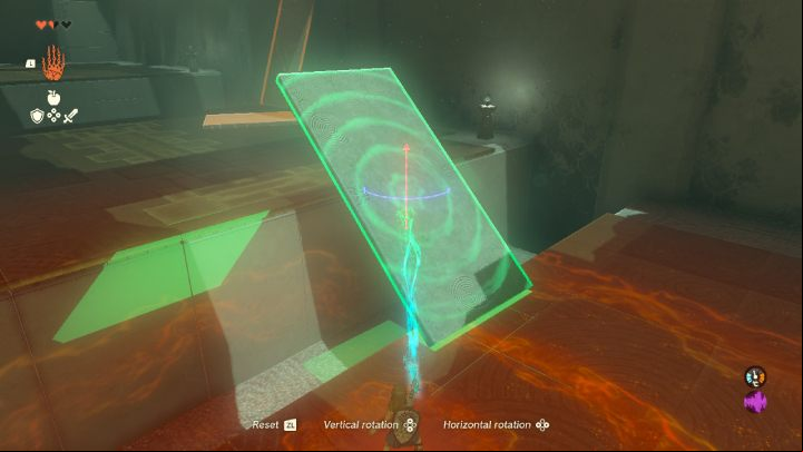 First, use the Ultrahand ability to pick up a plank lying nearby and place it so that Link can go to the other side - Zelda TotK: Ukouh Shrine - Sky - Zelda Tears of the Kingdom Guide
