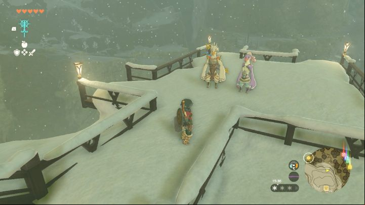 Talk to Tulin and his parents at the viewpoint in Rito Village - Zelda TotK: Tulin of Rito Village - Walkthrough - Zelda Tears of the Kingdom Guide