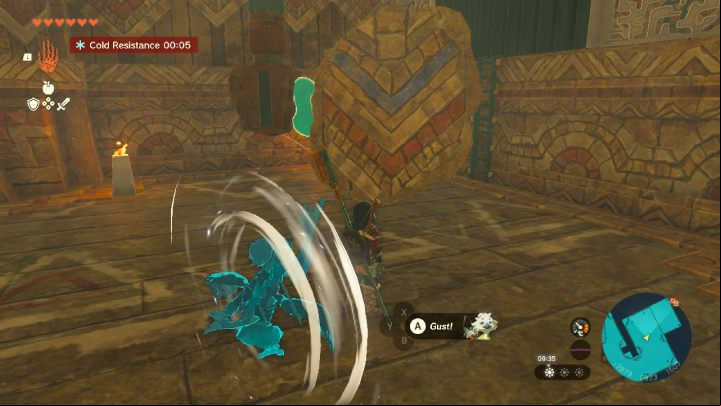 Attach a piece of wall to the lever and rotate it using Tulin's ability - Zelda TotK: Tulin of Rito Village - Walkthrough - Zelda Tears of the Kingdom Guide