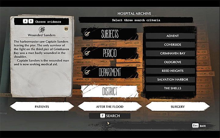 The second step is to define three search criteria - How to use archives in The Sinking City? - FAQ - The Sinking City Guide