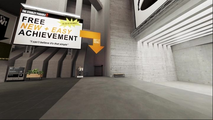 Right next to the entrance to the Infinite Hole, you'll see a big sign about a new (and easy) achievement - Stanley Parable Ultra Deluxe: New content - All endings - Stanley Parable Ultra Deluxe Guide