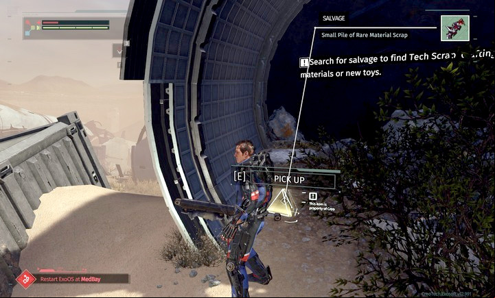 Scrap takes the form of blue-glowing pyramids - Abandoned Production | The Surge Walkthrough - Walkthrough - The Surge Game Guide