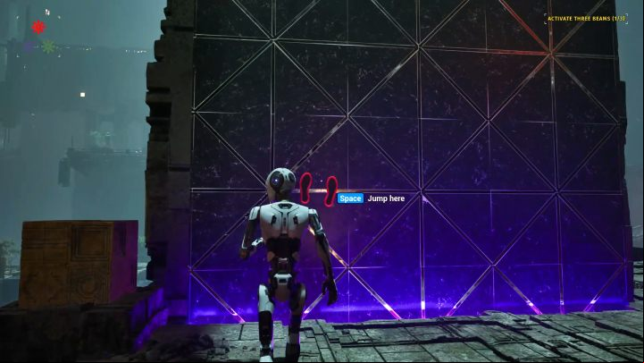 Climb the stairs to the very top and jump onto the anti-gravity wall - Talos Principle 2: All puzzles in Megastructure Act 2 - Act 2 - Talos Principle 2 Guide