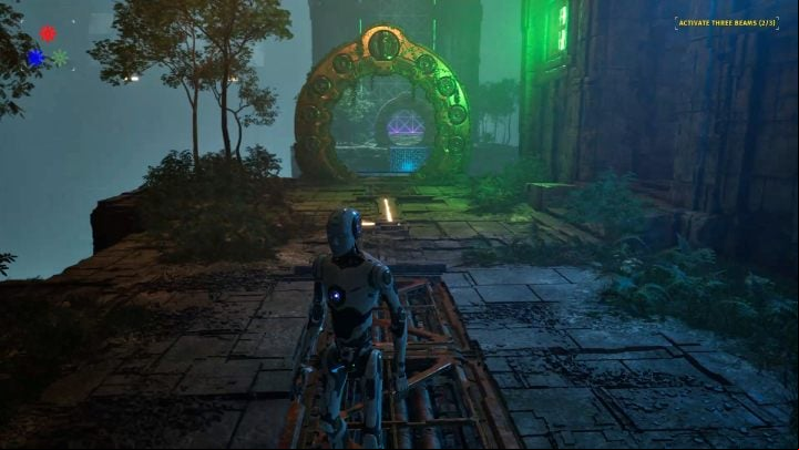 The green light on the wall will indicate the direction where you should go - Talos Principle 2: All puzzles in Megastructure Act 2 - Act 2 - Talos Principle 2 Guide