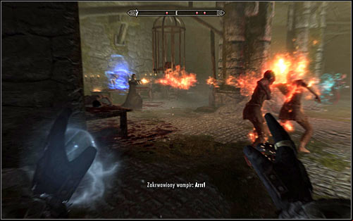 the Vampires which should now be fighting with the Mages (screen above) - Hitting the Books - p. 1 - College of Winterhold quests - The Elder Scrolls V: Skyrim Game Guide