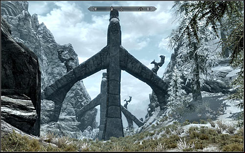 The stone constructions (screen above) will inform you that youre heading in the right direction (north-west) - Staff of Magnus - p. 1 - College of Winterhold quests - The Elder Scrolls V: Skyrim Game Guide