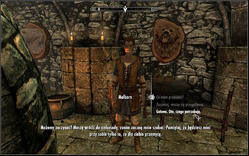 Malborn will confirm that he can smuggle a given amount of equipment inside the embassy and will suggest that it should be items that will let you efficiently and silently deal will enemies - Getting onto the Embassy party | Diplomatic Immunity - Diplomatic Immunity - The Elder Scrolls V: Skyrim Game Guide