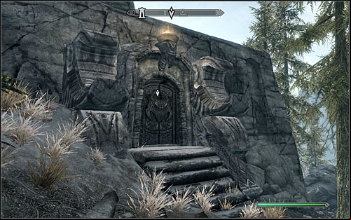 The temple entrance can be found below the statue, so you dont need to open the world map at all - The Break of Dawn - p. 1 - Daedric quests - The Elder Scrolls V: Skyrim Game Guide