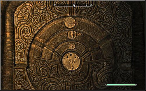 Soon enough you should reach a locker door, where you will need to solve a puzzle resembling those which you have probably come across many times before - Siege on the Dragon Cult | Side quests - Side quests - The Elder Scrolls V: Skyrim Game Guide