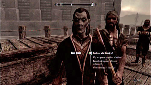 During the conversation with Adril you will be able to choose one of three dialogue options - the choice however doesnt matter here - Search for information about Miraak | Main story mode - Dragonborn - Main story mode - Dragonborn - The Elder Scrolls V: Skyrim - Dragonborn Game Guide