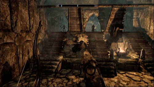 Inside the next chamber, use the lever (on the left, inside the small corridor) and approach the newly opened gate - Find the source of Miraaks power | Main story mode - The Temple of Miraak - Main story mode - The Temple of Miraak - The Elder Scrolls V: Skyrim - Dragonborn Game Guide