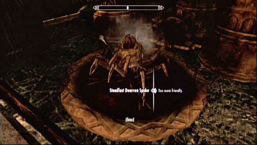 If you pull the lever in the middle of the room, you will open a stash with a friendly mechanical spider - Kagrumez | Unmarked missions - Unmarked missions - The Elder Scrolls V: Skyrim - Dragonborn Game Guide
